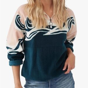 O’NEILL Sierra Wave 1/4 Zip Pullover Woman’s  Fleece Slate Blue And Pink Sz M